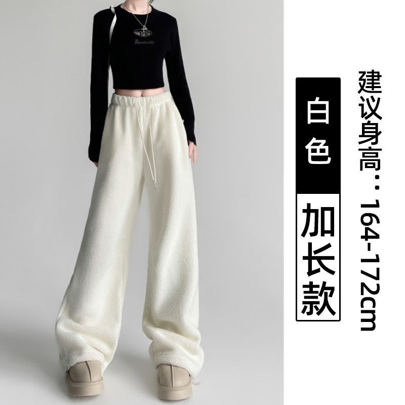 2025 New Winter Velvet Thick Pants Men Warm Straight Casual Pants Streetwear Loose Wide Leg Pants Thicken Lamb Wool Trousers