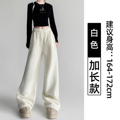2025 New Winter Velvet Thick Pants Men Warm Straight Casual Pants Streetwear Loose Wide Leg Pants Thicken Lamb Wool Trousers