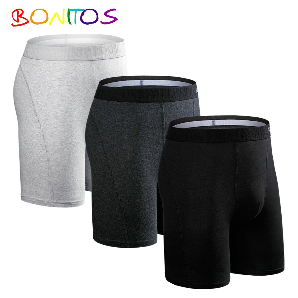 3pcs Long Boxers For Man Underware Lots Mens Underpants Cotton Men's Panties Family Boxershorts Boxer Sexy Male Shorts Calecon