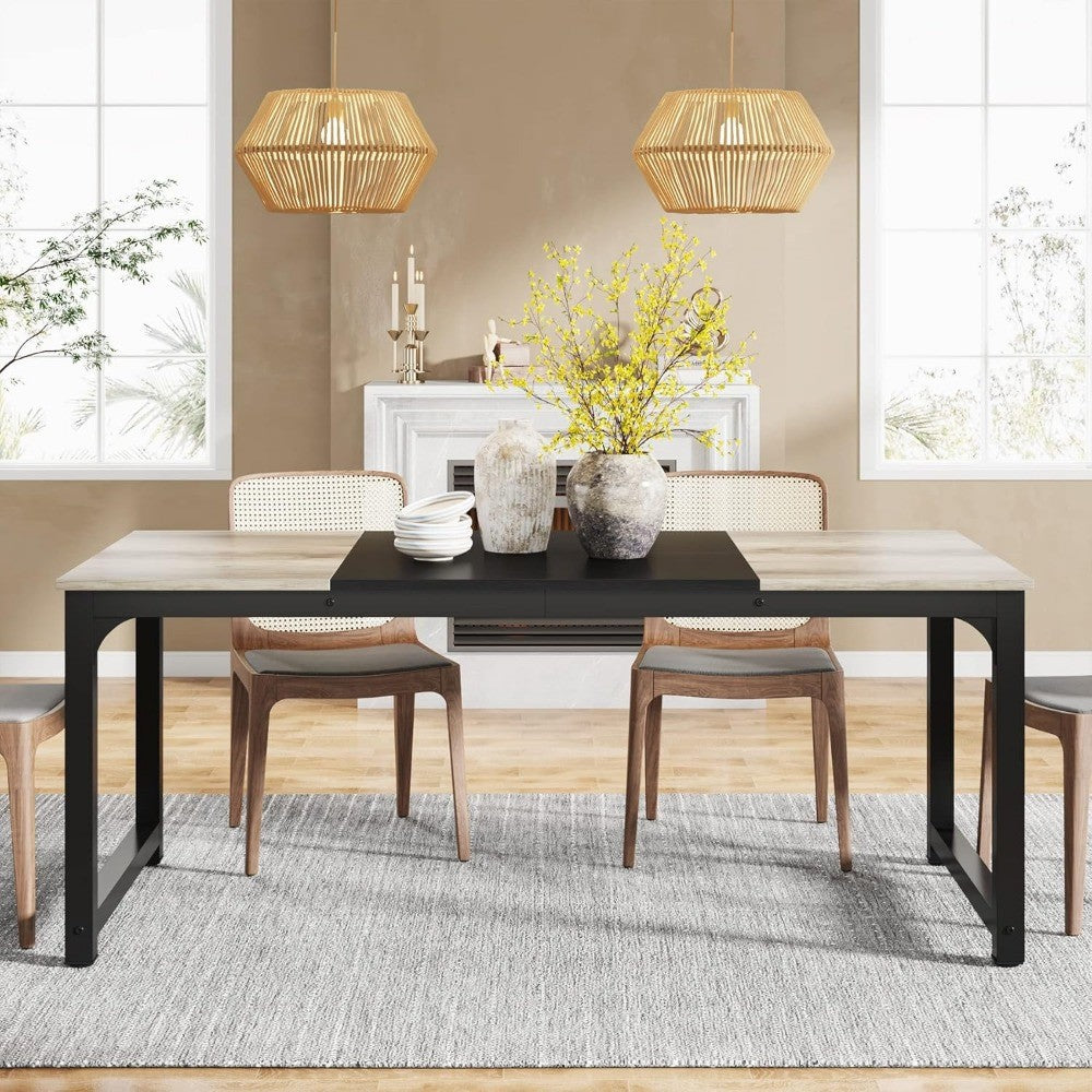 71"x31.5" Dining Table, Industrial Kitchen Table for 6-8 Person, Rectangular Dinner Table for Dining Room Kitchen Living Room,