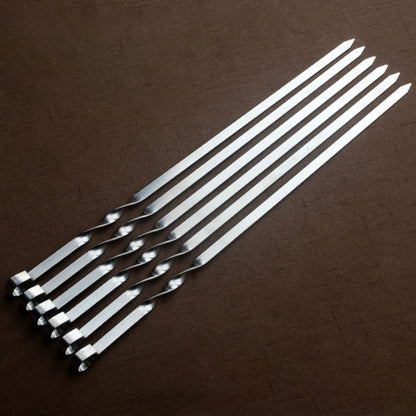 10/20/30/50/100Pcs Reusable Stainless Steel BBQ Skewers - Perfect for Outdoor Camping & Indoor Grilling Parties!