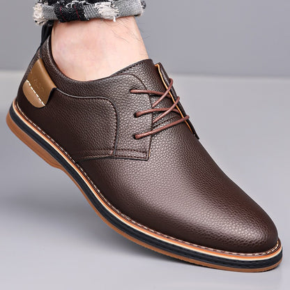 Men's Solid-Color Striped Business Formal Shoe Fashionable And Comfortable Oxford Shoe New Autumn Winter Casual Dress Party Shoe