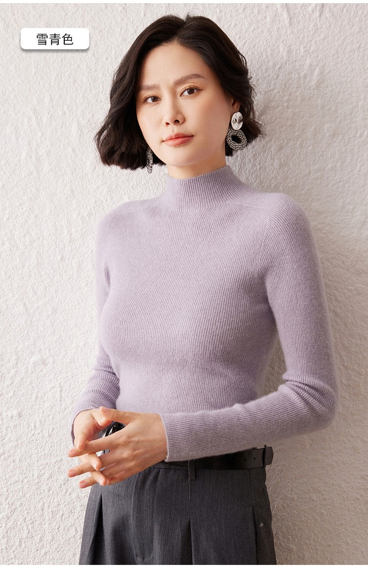 New women's sweater 100% pure cashmere high neck knitted pullover Korean version slim fit hot selling fashionable sweater