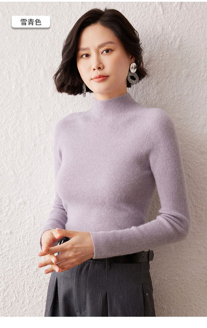 New women's sweater 100% pure cashmere high neck knitted pullover Korean version slim fit hot selling fashionable sweater