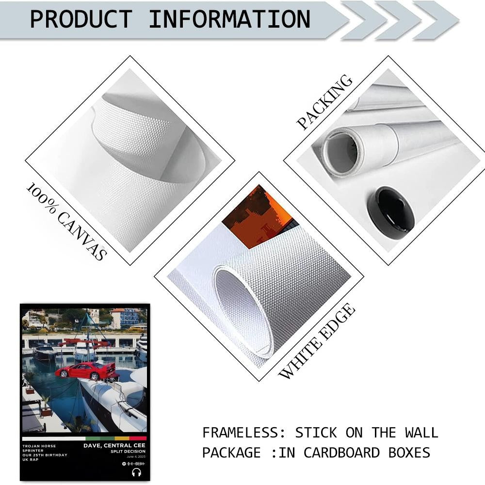 Rap D_Dave Album Painting Calligraphy Linen Canvas Poster Wall Prints for Living Room Bedroom Office Home Decoration