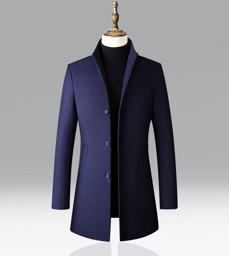 Winter Jacket Men Wool Pea Coat Oversized Overcoat Solid Business Casual Coat Men's Clothing Woollen Coats 4XL AF2011