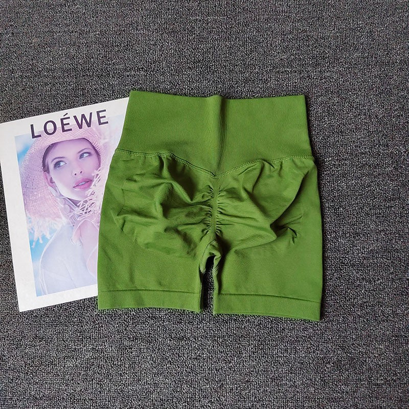 Yoga Shorts Peach Hot Girls Three-Cross Pants High Waist Knitted Pressure Running Sport Elastic Belly Lifting Butt Tight Pants