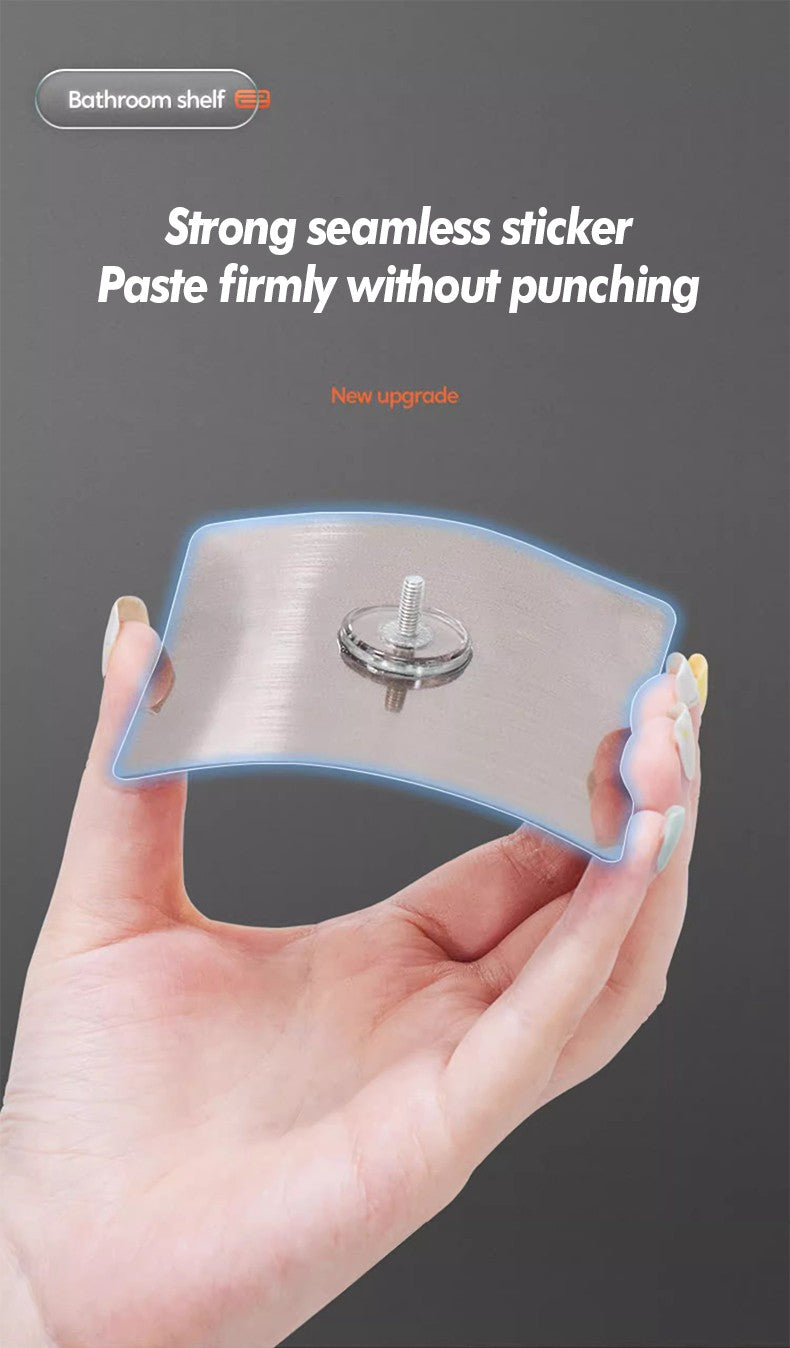 Prateleira de Armazenamento para Banheiro Aço Inoxidável Antiferrugem Prateleira de Chuveiro com Ventosa Utensílios Domésticos de Armazenamento