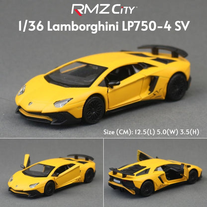1/36 Lamborghini Super Sport Miniatura de Carro de Brinquedo para Crianças RMZ CiTY Diecast Metal Carrinho de Fricção para Coleção Presente Meninos