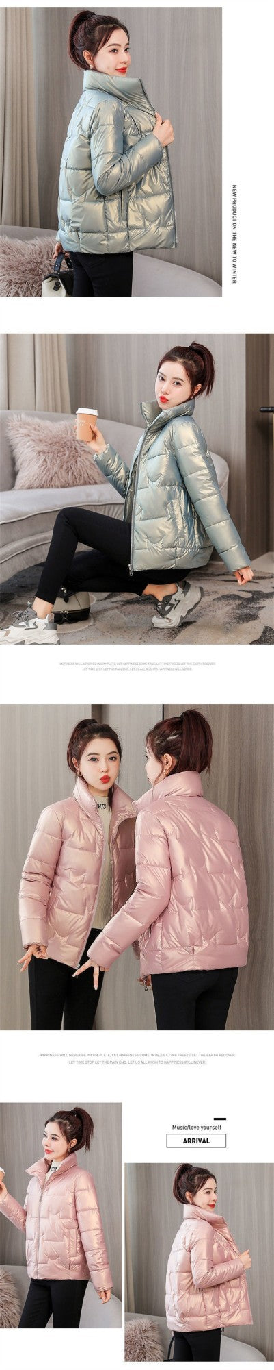 Winter Women Jacket 2022 New Fashion Glossy Cotton Padded Jacket Female Parkas Loose Short Thick Warm Casual Ladies Outwear