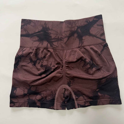 New Women Gym Tie Dye Scrunch Shorts Fitness Seamless Butt Lifting Sports Leggings Stretch Activewear Workout Running Tights