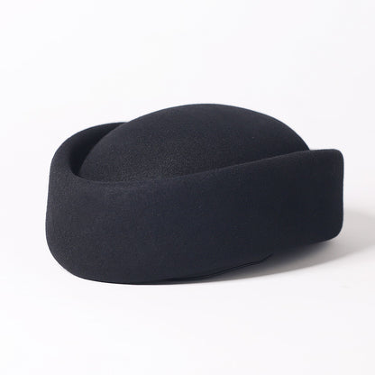 FS Vintage Winter Wool Pillbox Hats Black White Church Hat For Women Elegant Formal Tea Party Wedding Bride Cap Chapeau Femme