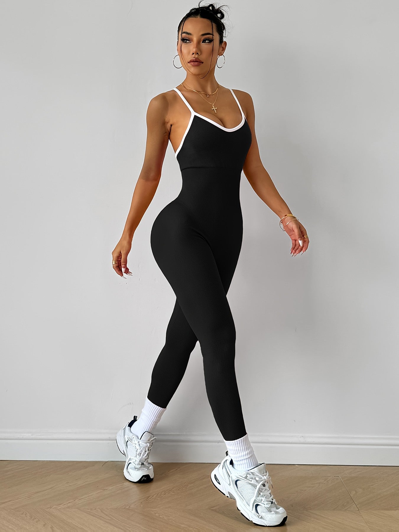 CZGUKE  Girls Pink Sports Jumpsuit Running One Piece Bodysuit Workout Rompers Women Overalls Sportswear Gym Fitness Yoga Suit