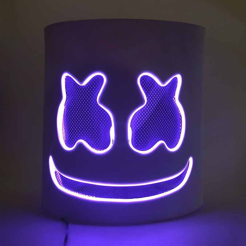Fashion Luminous LED Mask DJ Costumes Accessories Glow Supplies Neon Light Marshmallow Mask For Music Festival Nightclub Dance