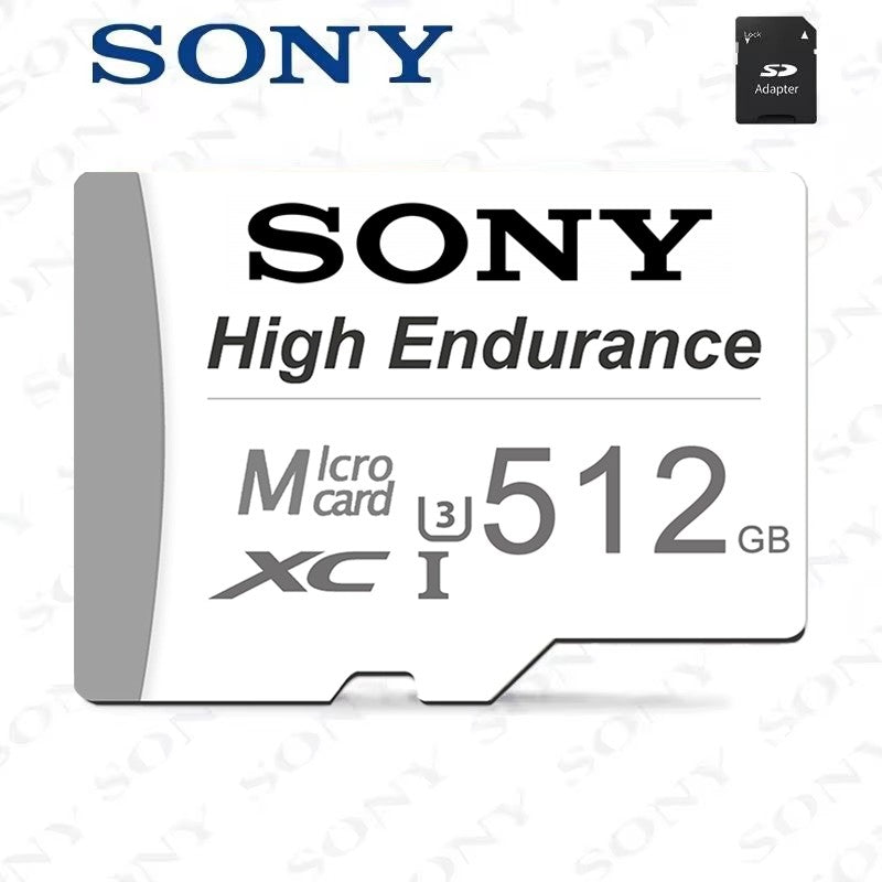 Cartão Micro TF/SD de Alta Resistência SONY 512GB 64GB 128GB 256GB Cartão de Memória de até 100MB/s Cartão Flash TF para Monitoramento Câmera Veicular