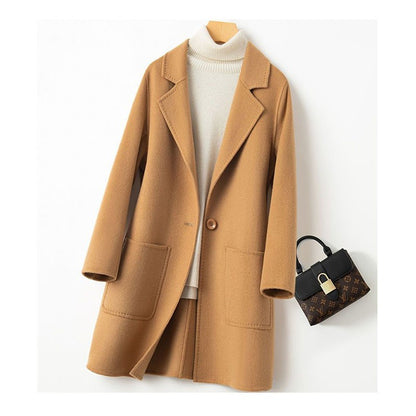 High-Quality Double-Sided Tweed Wool Coat Female 2025Autumn Winter New Woolen Jacket Women's Long Outerwear Fashion Overwear Top