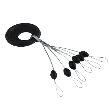 PRO BEROS 60 Unidades 10 Conjuntos de Borrachas Pretas de Feijão Espacial para Boia de Pesca Oval, Parador de Boias de Pesca para Gato-Marinho Flotador, Boia de Pesca Folat, Paradas de Linha