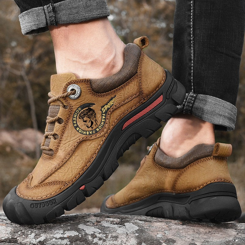 Sapatos Masculinos de Couro Genuíno para Camping, Caminhada, Tênis Esportivo Masculino, Sapatos Casuais de Viagem, Lazer, Caminhada, Escalada