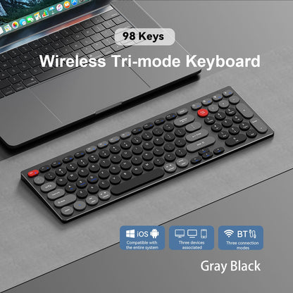 98-Key Ultra-Thin Aluminum Silent Keyboard with Scissor-Switch, Tri-Mode BT/2.4G/Type-C Connectivity&Ergonomic Design for Typing
