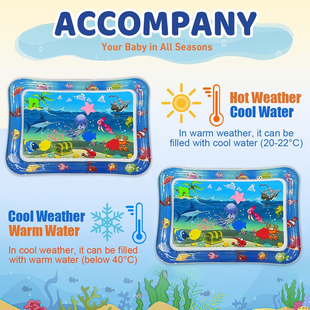 Squid Ocean Theme Inflatable Water Mat for Babies - Thick PVC Sensory Play Mat, Educational Baby Toy, Perfect Birthday Gift