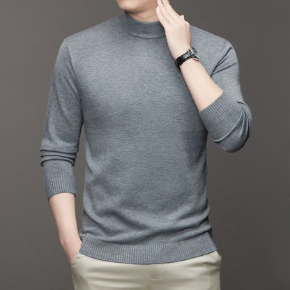 Half Turtleneck Knitwear Sweater New Autumn/Winter Mock Neck Sweatshirts Solid Color Pullovers Man Brand Casual Mens Clothing