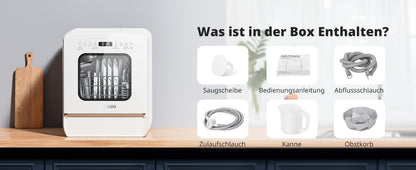 Smart Countertop Dishwasher, Touch Screen Compact Dishwasher, Quick Wash Portable Electric Dishwasher for Home Kitchen