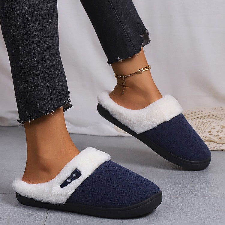 Platform Fluffy Slippers Women House Plush Fashion Designer Winter Shoes Ladies Flats Warm Home Casual Footwear Elegant Big Size