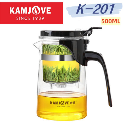 Bule de Chá de Vidro Resistente ao Calor KAMJOVE 400-900ML com Filtro de Um Toque para infusões Chaleira, Bule de Chá de Vidro com Separação