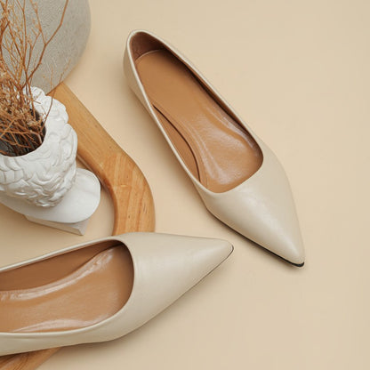Sapatos Femininos de Couro Pequenos com Salto Quadrado de Boca Rasa e Bico Fino, Elegantes e Modernos, de Salto Alto, Sapatos de Festa Zapatos Mujer