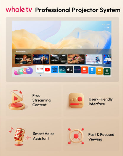 Projetor XGODY N6 Pro Netflix Oficial 4K Controle de Voz Smart Android TV Whale OS 8/32GB ROM para Filmes ao Ar Livre Home Theater
