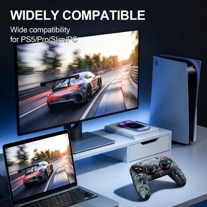 Gamepad For Playstation 5 PS5 Pro/Slim/PC,RGB Wireless Controller  6-Axis Gyro Dual Shock Turbo&Marco Programable Game Controle