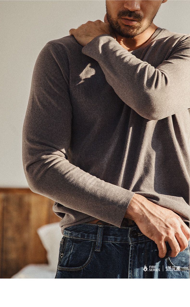 Maden Autumn and Winter Men Seamless Thermal Underwear Set Elastic Slim Inner Wear Underwear O-neck Long Sleeve Thermal Suit
