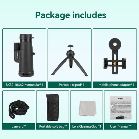 Binóculos Svbony F9333A/F9333B 10X42/8X32 Telescópio Potente Profissional HD De Longo Alcance Equipamento de Acampamento Para Viagens e Sobrevivência