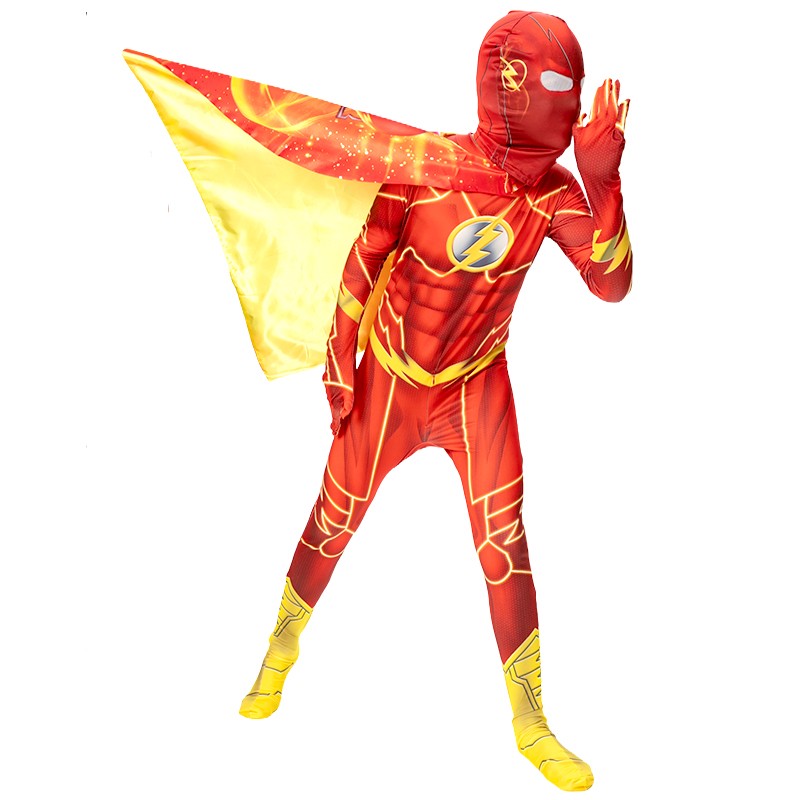 Flash Adult Children Cosplay Costumes Superhero Jumpsuit Including Headgear Halloween carnival Dressing Up