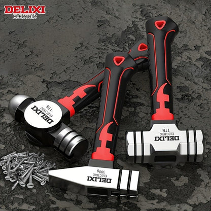DELIXI ELECTRIC 7-Inch Sheep Horn Hammer Octagonal Hammer Chrome Vanadium Steel High Hardness Nail Hammer Portable Hand Hammer