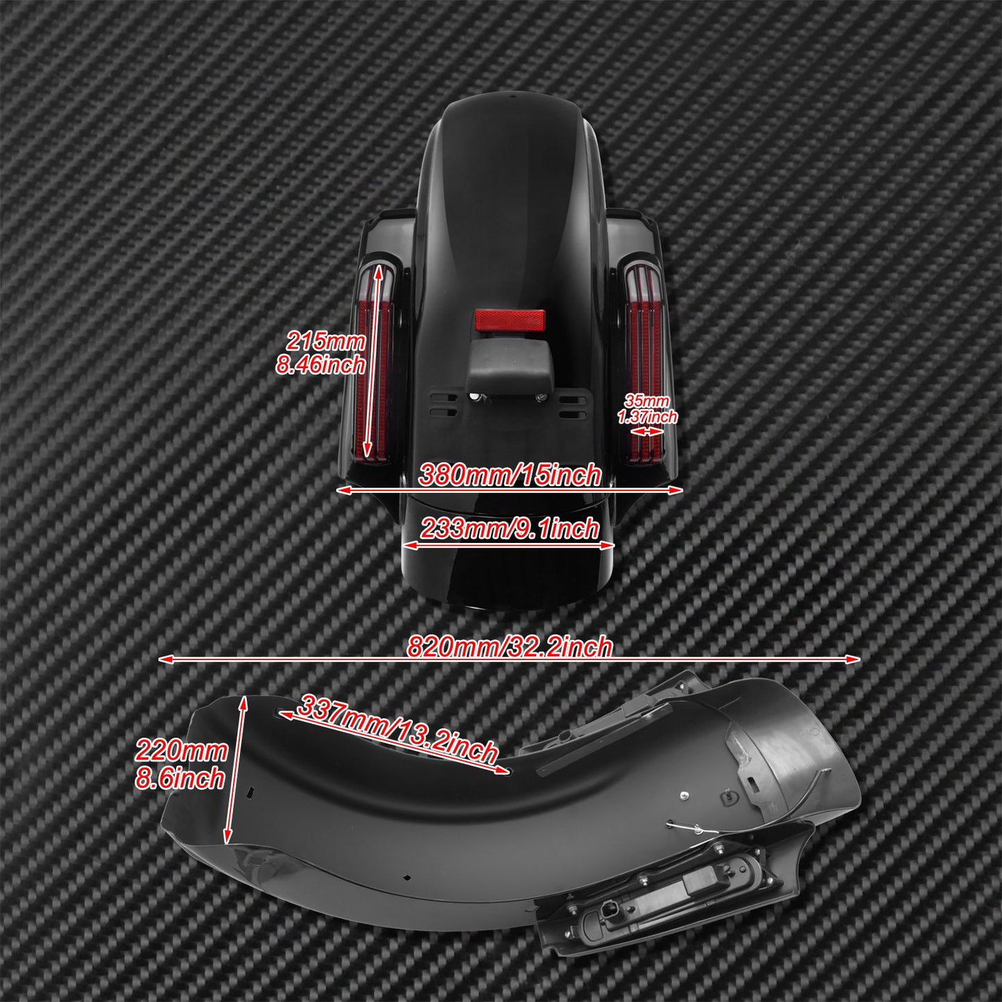 Motorcycle Rear Fender System Extension LED Fascia Set For Harley Touring 2009-2024 CVO Road Street Glide FLHR Ultra Limited