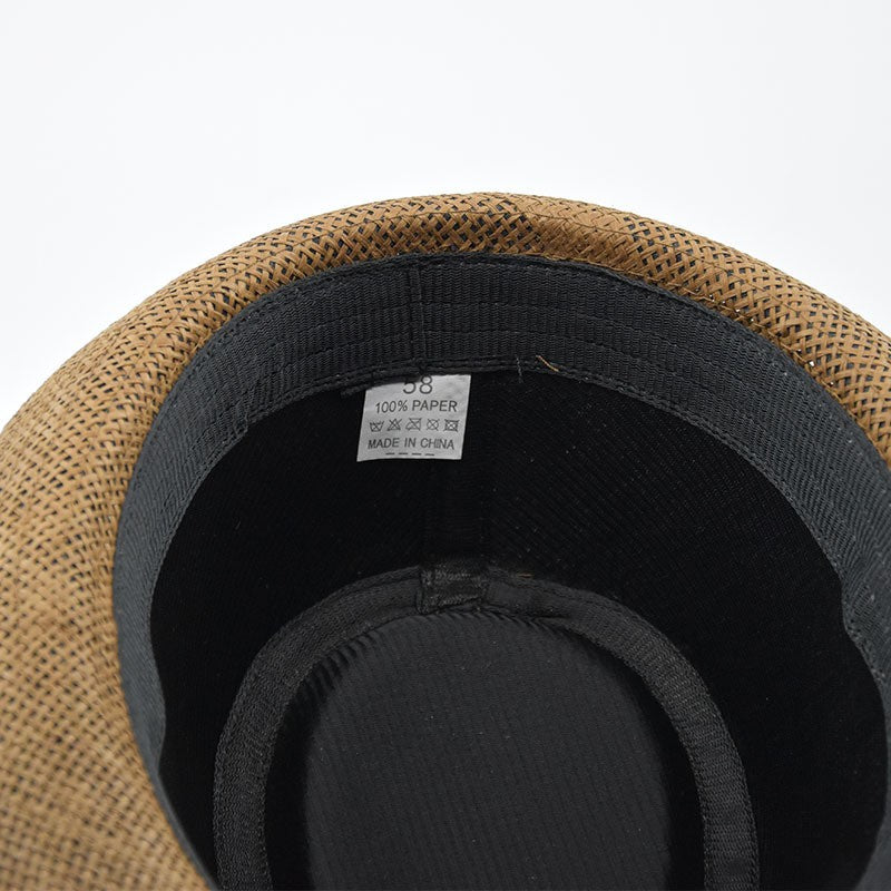 Fashion Unisex Women Men Straw Hat Ribbon Curling Brim Jazz Fedora Hat Panama Gangster Cap Outdoor Beach Parent-Child Sun Hats