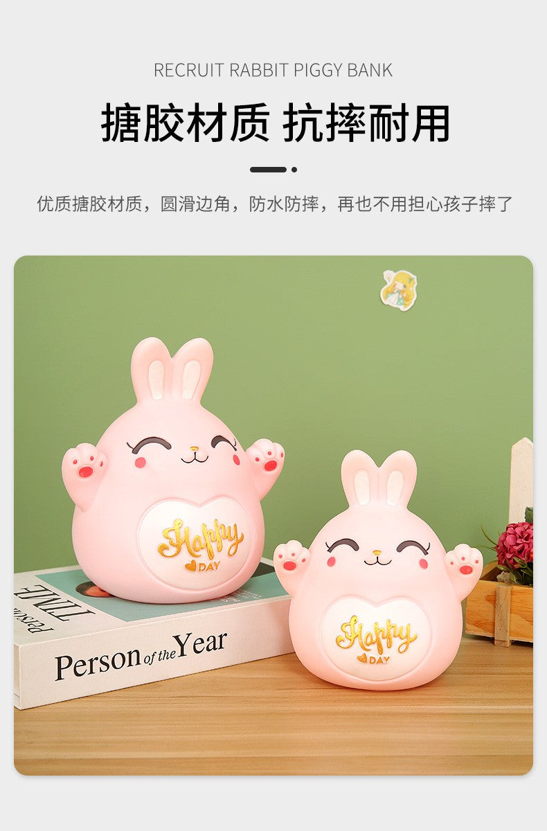 Cartoon Rabbit Piggy Bank Home Living Room Bedroom Ornament Children's Gift Vinyl Anti-fall Piggy Bank Home Accessories