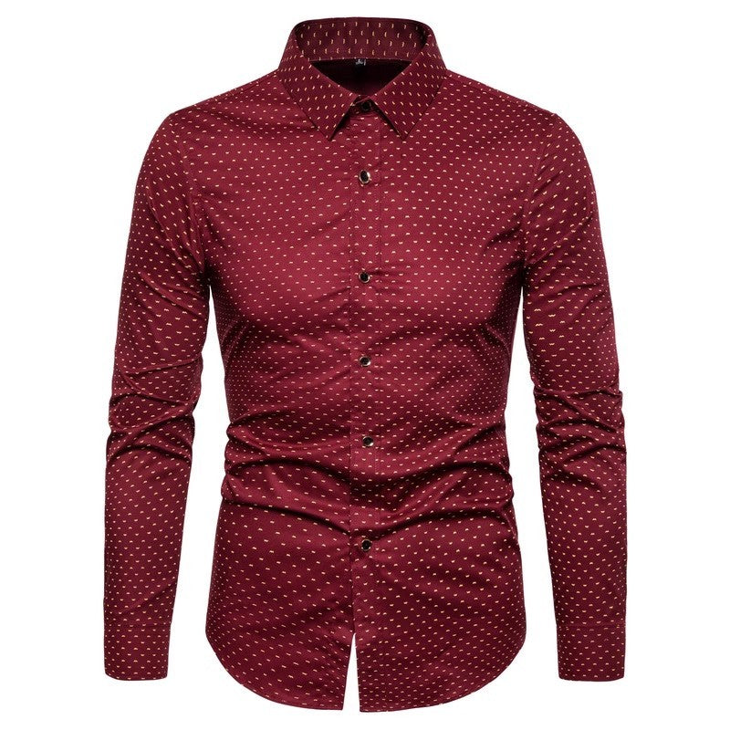 2026 Spring Men's Long-sleeved Shirt, Single-breasted Lapel Cotton Shirts, Blue