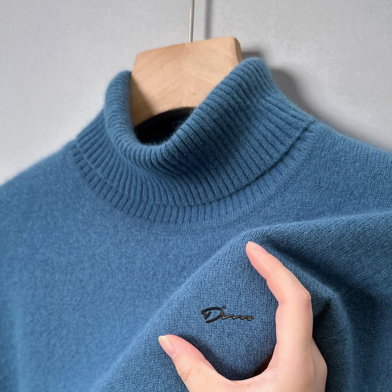 Hot Sales Winter New Men's High Collar Pullover Knitted Sweater Original Design Letter Print Warm Business Versatile Men'swear