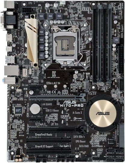 Kit Placa Mãe ASUS H170-PRO + CPU i5-6500 Intel H170 LGA 1151 4×DDR4 64GB M.2 PCI-E 3.0 DVI HDMI ATX