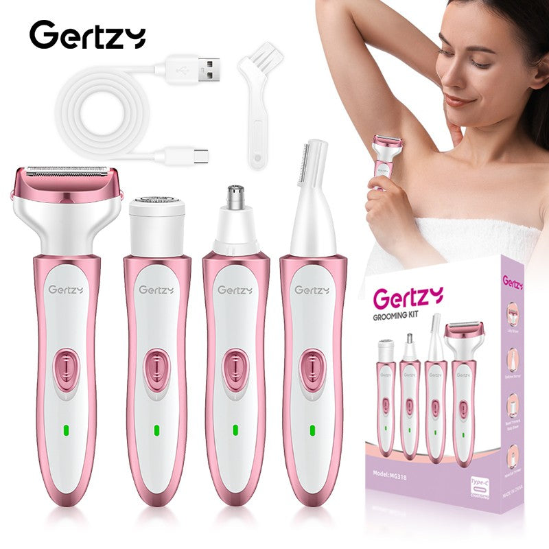 USB four in one electric shaver - suitable for face, nose, legs, armpits, painless trimmer - portable beauty toolkit