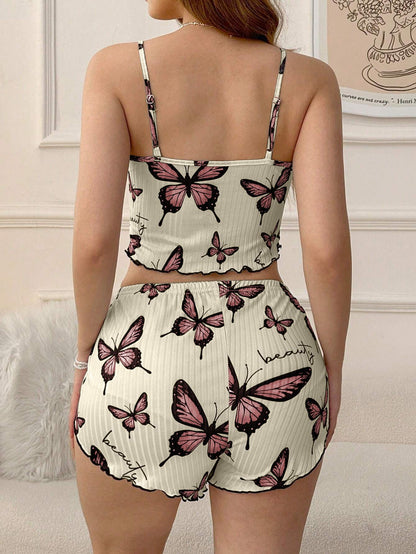 Casual Printed Pajamas For Women Two Pieces Sleepwear Women's Pajama Shorts Loungewear Sets Nightwear Female Home Suit Clothes