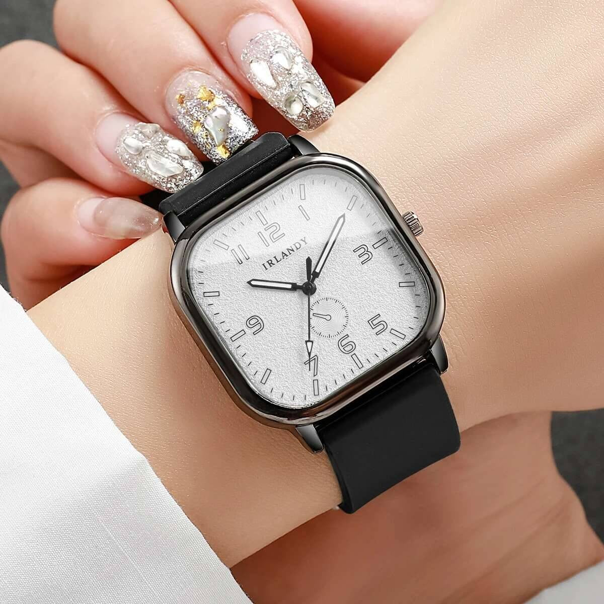 1/2/3PCS Fashion Square Women Watches Casual Silicone Strap Quartz Watches Sports Wristwatch For Men Women Students?Without Box?