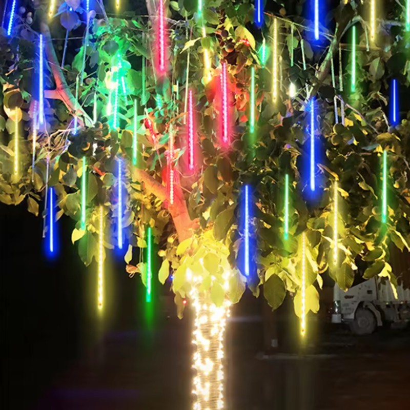 30/50cm 8 Tubes Meteor Shower Rain LED String Lights Christmas Tree Decorations Street Garland for Decor Noel New Year Navidad