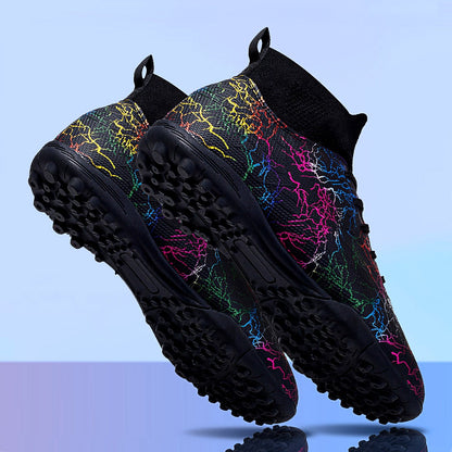 Professional High-Top Soccer Shoes for Men, Tf, Broken Nails (Referring to Cleats), Short Nails (Referring to Studs), Artificial Turf Training, Breathable, Anti-Slip