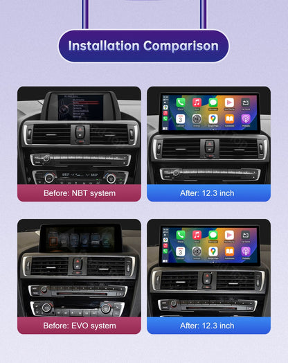12.3inch Ultra Thin Screen For BMW 1/2/3/4 Series F20 F21 F22 F23 F30 F31 F33 F36 CIC/NBT/EVO Wireless CarPlay Multimedia Radio