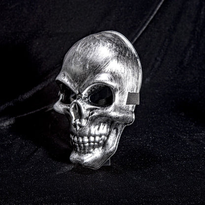 New White Ghost Head Skull Mask Halloween Horror Gold and Silver Mask Horror Smiley Cold Light Sticker Line Mask