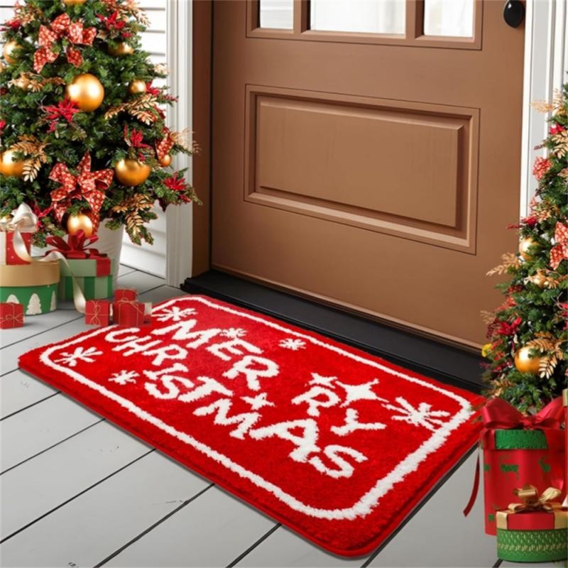 Christmas Mats Imitation Cashmere Carpet Bathroom Room Living Room Absorbent Non Slip Floor Mat Carpet Door Mat Home Party Decor