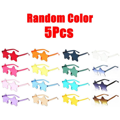 Star Shaped Sunglasses Rimless Colorful Transparent Glasses for Women Men Festival Birthday Cosplay Beach Summer Party Supplies